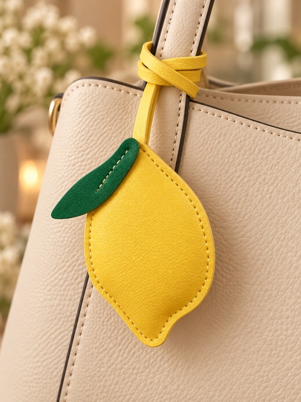 Yellow Lemon Faux Leather Purse Bag Charm New